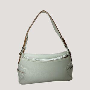Michael Kors White Leather Shoulder Bag Accents Silver Hardware Crossbody Hoops